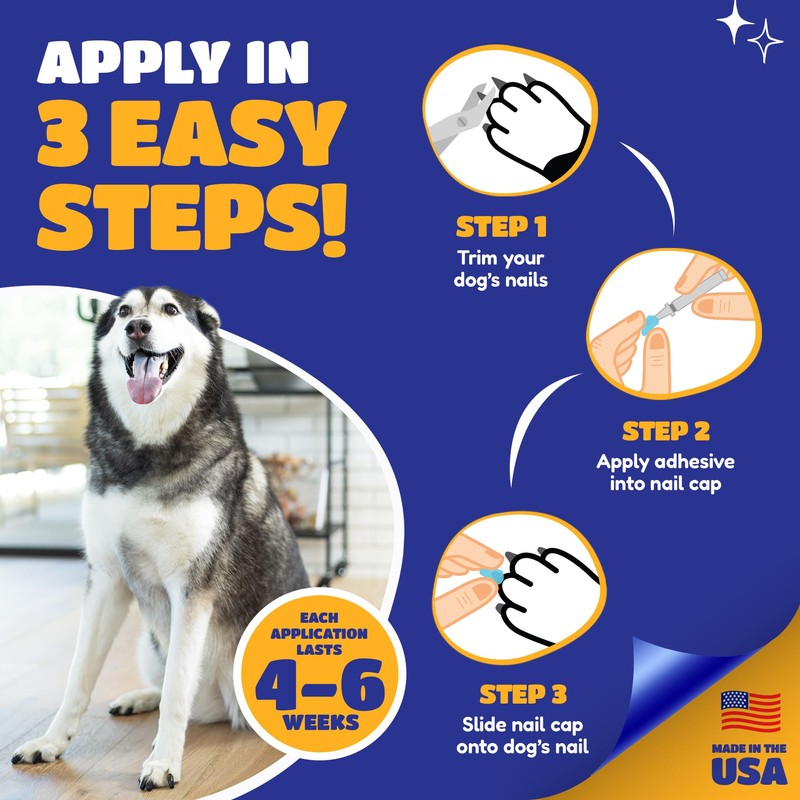 Soft Claws Dog Nail Caps, 40 Medium Nail Caps, Made