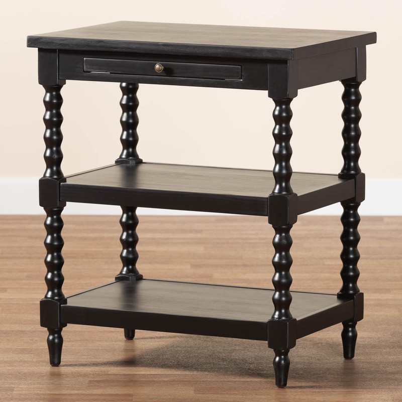 Baxton Studio Imogene End Table with Turned Legs, Black