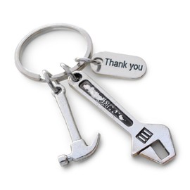 JewelryEveryday Wrench & Hammer Charm Keychain with Thank You Tag, Mechanic, Plumber, Auto Repair Shop Employee, Handyman Appreciation Keychain, Part of Our Team