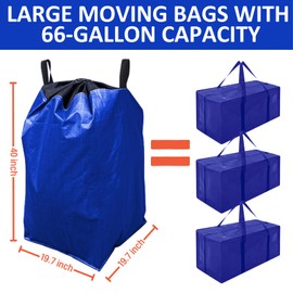 Moving Bags Heavy Duty Extra Large, 66 Gallon Large Moving Bags with Handles, Waterproof Storage Packing for Home College, Set of 2 with 10 Thick Garment Clothing Protector