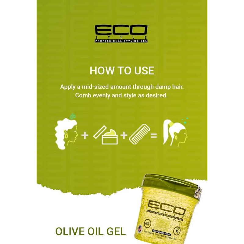 Ecostyle Olive Oil Styling Gel, All Day Hold, Alcohol Free,