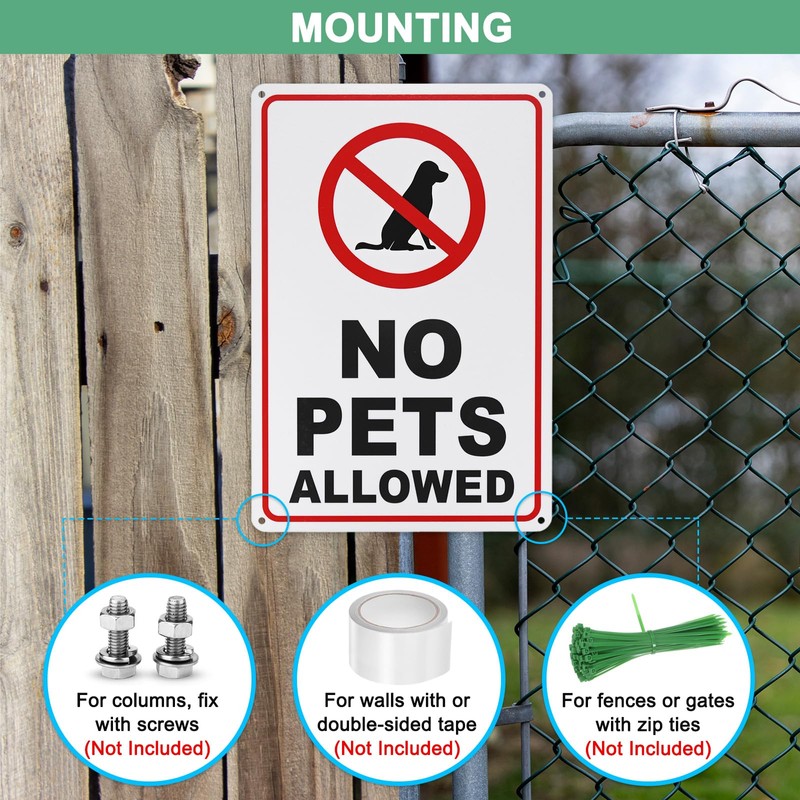 M METERXITY 1-Pack No Pets Allowed Sign, 14 x 10