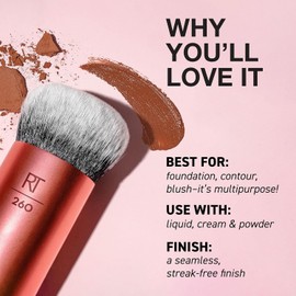 Real Techniques Bubble Blending Makeup Brush Multipurpose Foundation for Liquid Cream Powder Products Unique Round Head Synthetic Bristles & Cruelty Free 1 Count Bubble Blending Brush / 리얼 테크닉 버블 블렌딩 메이크업 브러시 리퀴드 크림 파우더 제품용 다목적 파운데이션 독특한 원형 헤드 합성 칫솔모 및 크
