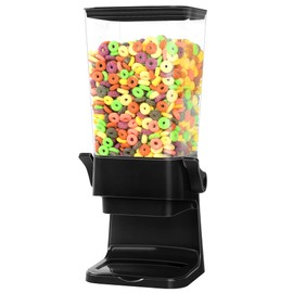Mivvosakuki Cereal Dispenser Countertop Dual Dry Food Dispenser Large Cereal Containers Storage Organizer Dispensador De Cereales Candy Machine Rice Dispenser For Snack,Nuts, Granola(Black,1PC)