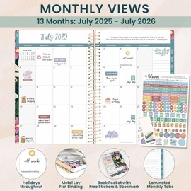 bloom daily planners 2025-2026 Academic Year Daily Planner (July 2025 - July 2026) - A5 Weekly & Monthly Calendar Agenda Organizer Book with Stickers - 5.5" x 8.25" - Blooming Wildly