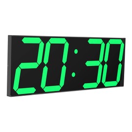 CHKOSDA LED Large Digital Wall Clock, Oversize Wall Clock with 6” Numbers, Remote Control Count up/Countdown Timer Clock, Auto Dimmer, Big Calendar and Thermometer(Green)