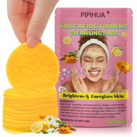 Turmeric Kojic Acid Cleansing Pads: Turmeric Cleansing Pads for Dark Spots and Exfoliating Face Scrub Pad for Deep Cleansing Oil Control Shrink Pore Mild Formula for All Skin Types (40PCS)