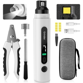 Barkitty Dog Nail Grinder, 7-Speed Electric Dog Nail Trimmers with Dust-Absorbing Sponge & File for Small/Medium/Large Dogs & Cats, Rechargeable Dog Nail Clippers Grooming Kit Includes Storage Bag