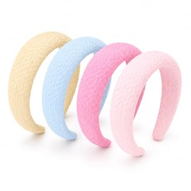 Beetbul Set 4 Diademas Mujer Colores Pastel, Material Tela de Algodón, Diadema Ancha Suave Hecha a Mano, Banda para Cabello de la Mujer               