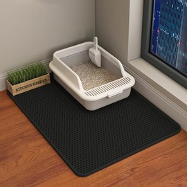 ERHAOG Cat Litter Mat Litter Trapping Mat 46x26/35x24/30x22/24x16/20x16/18x12 Inch Cat Litter Box Mat Extra Large, Honeycomb Double Layer Cat Litter Mat Tracking Washable Waterproof (24 * 18)