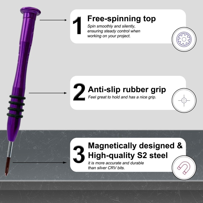 Precision Screwdriver Phillips #0 3mm, S2 Steel Head with Magnetism,