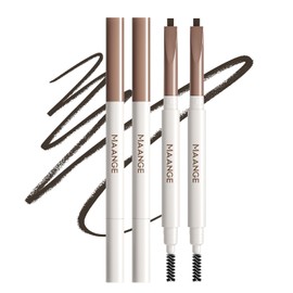 MAANGE Eyebrow Pencil 2Pcs, 3D Retractable Definer Dual-Sided Brow Brush, Long-lasting Smudge-Proof Eye Brow Pen Makeup, Fine Tip, Fills in Sparse Areas and Gaps,Bistre-B201