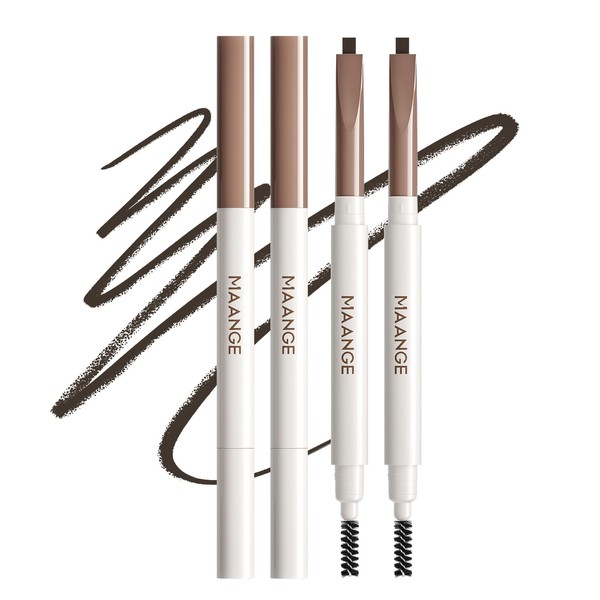MAANGE Eyebrow Pencil 2Pcs, 3D Retractable Definer Dual-Sided Brow Brush,