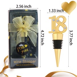 24 Pack 18th Birthday Party Favors 18 Years Old Wine Stopper for 50th Wedding Anniversary Party Souvenrs, Black and Gold Theme Birthday Party Gifts Decorations for Guests (24, Black 18)