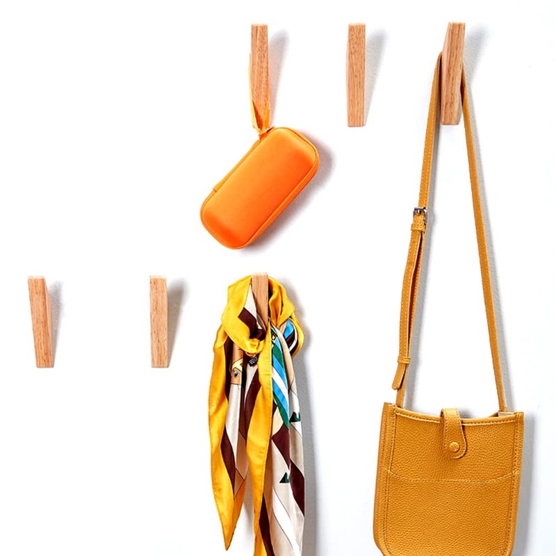 Coat hook Rubber wooden hanger (6 pce) Clothes hook Hat