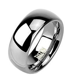 Tapsi´s Coolbodyart® Tisten Titanium Tungsten Silver 8mm Wide High Gloss Polished Ring Available Ring Sizes J to Z Available, Titanium