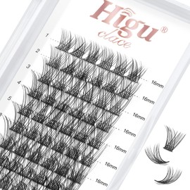 Eyelash Cluster Eyelash Extensions, 72 Pieces, 16 mm Cluster Eyelash Extensions, Thin Stem, Cluster Eyelashes, Individual Eyelash Clusters, Eyelashes, Wishes, Reusable (H-05, 16 mm)
