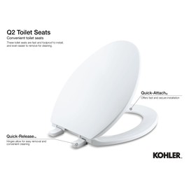 Kohler K-4775-47 Brevia with Quick-Release Hinges Round-front Toilet Seat in Almond