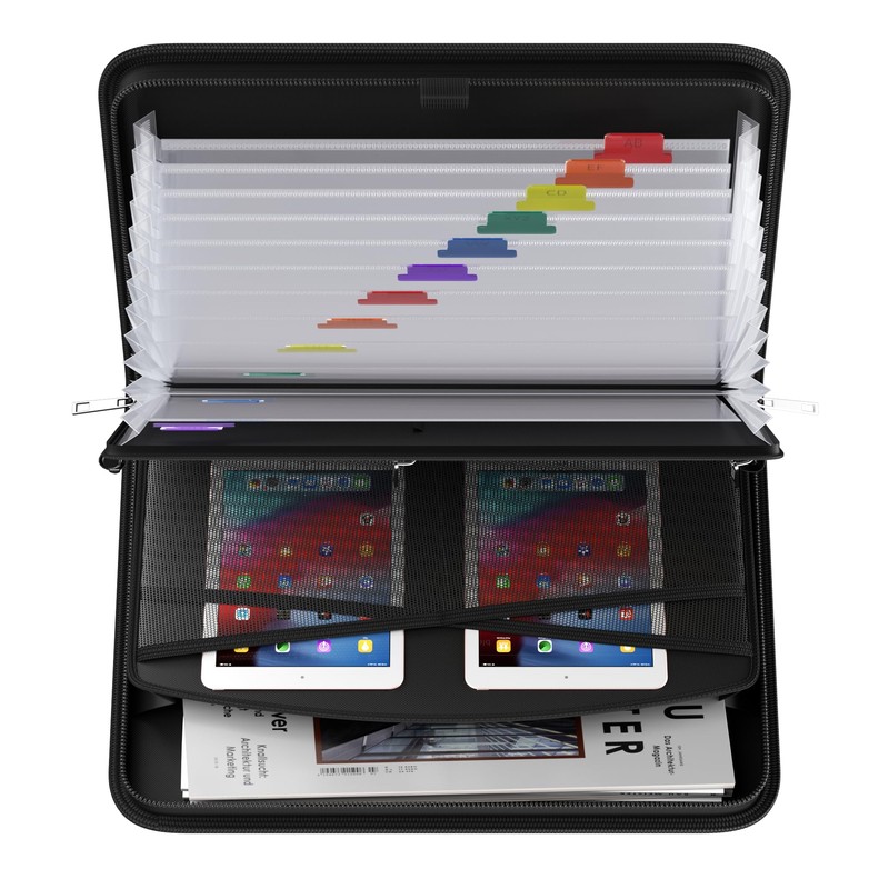 BroadFDO Fireproof & Waterproof Accordion File Organizer, 13-Pocket Expanding Document