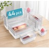 4-Pack Clear PS Drawer Organizer Storage Bins for Kitchen, Bathroom