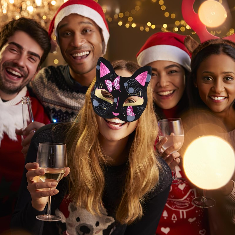 TENDYCOCO 4pcs Fox Mask Unfinished White Plastic Blank Mask Cat