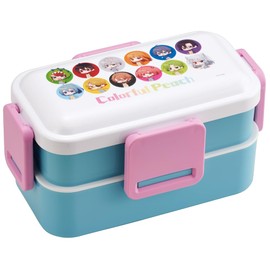 Skater PFLW4AG-A Colorful Peach Lunch Box, 20.3 fl oz (600 ml), Antibacterial, Fluffy, Domed Lid, 2-Tier, For Women, Made in Japan