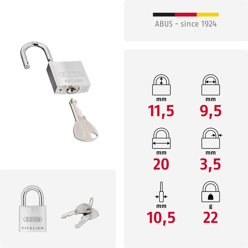 ABUS Titalium padlock 64TI / 20, 558788