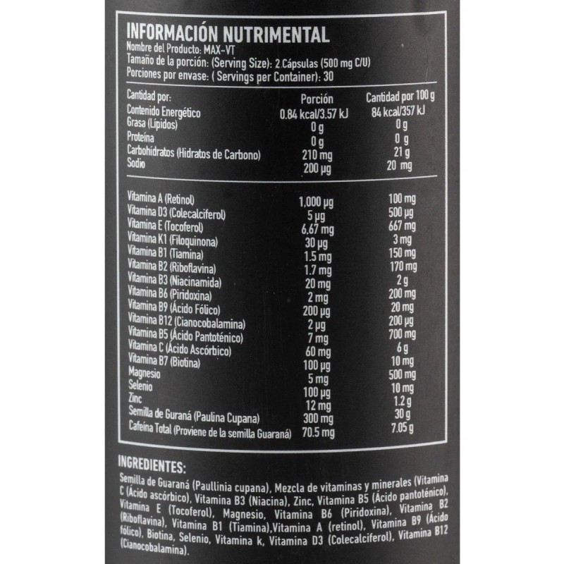 Max Vt Multivitaminico 60 Cápsulas Guaraná Protgt