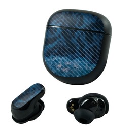 MightySkins Carbon Fiber Skin Compatible with Bose QuietComfort Earbuds II (2022) - Ocean Waves | Protective, Durable Textured Carbon Fiber Finish | Easy to Apply and Change Styles | Made in The USA