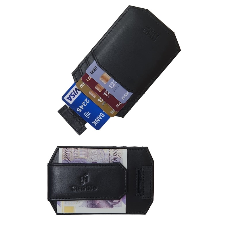 STARHIDE Mens RFID Blocking Nappa Leather Card Holder Wallet with