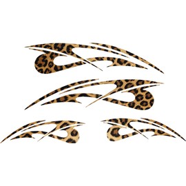 Leopard Print Golf Cart Decals, 18x4 Inches and 11x3 Inches, Tribal Design Graphics Set