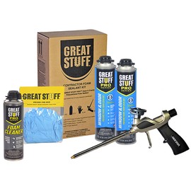 GREAT STUFF PRO Great Stuff Foam Sealant Kit - Great Stuff Pro Window and Door 20oz, Great Stuff Foam Gun, Great Stuff Gun Cleaner 12oz, Great Stuff Gloves. Yellow Color, Spray Foam Insulation