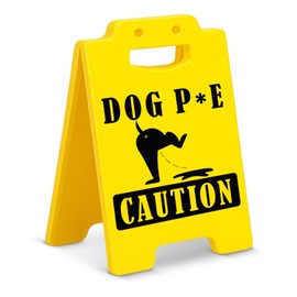 Funny Dog Caution Sign, Humor Desk Sign for Pet Owner Home Decor, Fun Gag Gifts for Cat Lovers Pet Owners