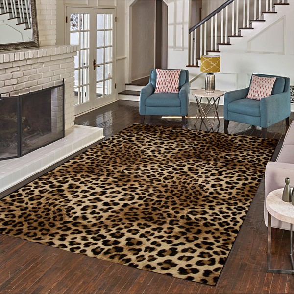 Aukib Leopard Rug 4x6 Cheetah Print Washable Non-Slip Rug Ultra