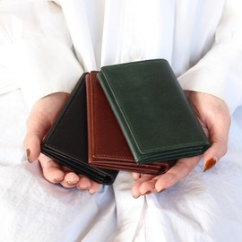 MILAGRO SLM1296 Soft Cowhide Leather Bamboo Gusset Business Card Holder (Men's, Business Card Holder, Slim Card Case, Milling Leather, Popular), dark brown