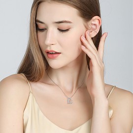 VENACOLY Mum and Daughter Necklace Sterling Silver Heart Pendant Necklace Moonstone Valentines Day Jewellery Mothers Day Gifts for Women Mother