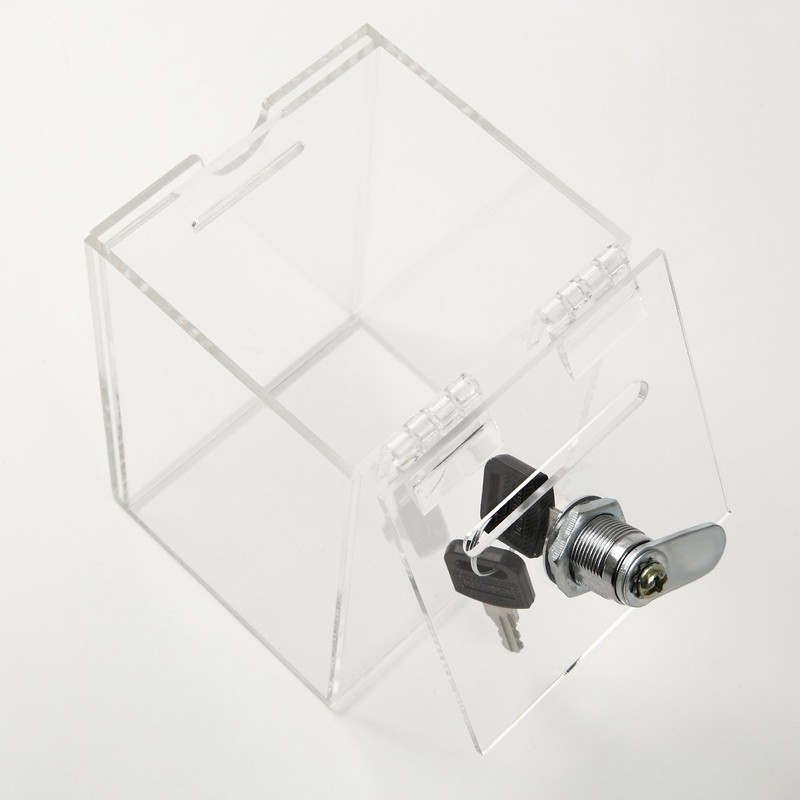 Aoakua Money Bank Charity Box with Key Acrylic W90mm Clear