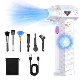 Compressed Air Duster, 210000RPM Mini Electric Air Duster Equipped with Continuously Variable Speed, Powerful Leaf Blower for Keyboard, PC, Car, Home, Outdoor(Without Vacuuming Accessory)