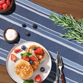 Trivet Table Runner Hot Plates Mat 12 X 40 Inch Heat Resistant Table Protector Waterproof Decorative Farmhouse Kitchen Trivets Counter Heat Proof Placemats for Hot Dishes (Black Stripe)