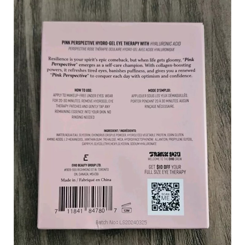 EvioBeauty EvioSkin Pink Perspective Hydrogel Eye Therapy