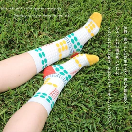 box408 Women's Socks, Colorful Color, Scandinavian Design, High Crew Length, 10 Pair Set, Women's Socks, 8.7 - 9.4 inches (22 - 24 cm), Grey, Yellow, Red, Green, Blue, Pink, Green, Orange, Navy, Beige