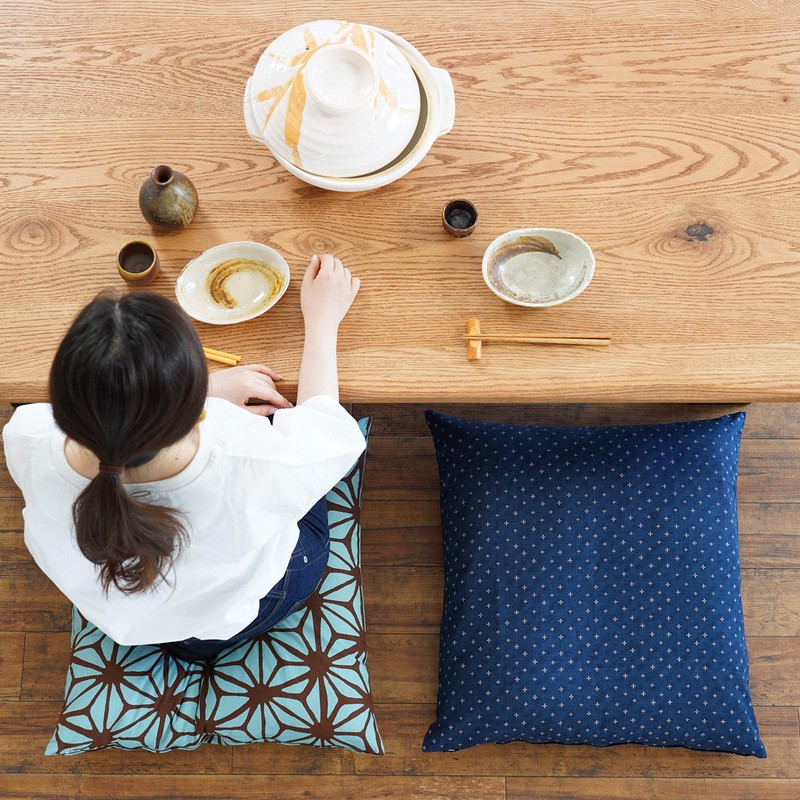 Gold Cushion Cover Cotton Print Made in Japan (55x59, Wave