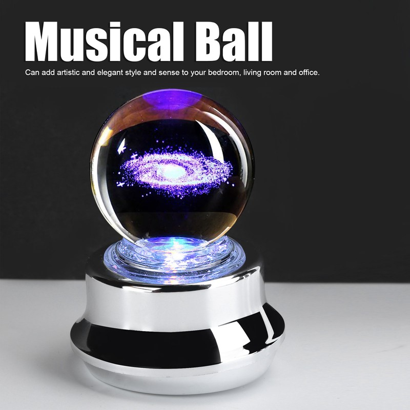 Crystal Ball Musical Box with Light Rotating Holiday Birthday Present