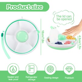 SUPRROW Snack Box with 5 Compartments for Children, Portable Snack Box for Turning Snack Box, Round Snack Boxes for Outdoor, Family, Party