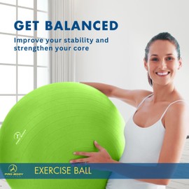 ProBody Pilates Ball Yoga Ball Exercise Ball, Balance Ball or Pregnancy Ball for Stability, Yoga Ball Chair, Therapy Ball Workout Ball or Birthing Ball for Pregnancy (Lime, 65 cm)