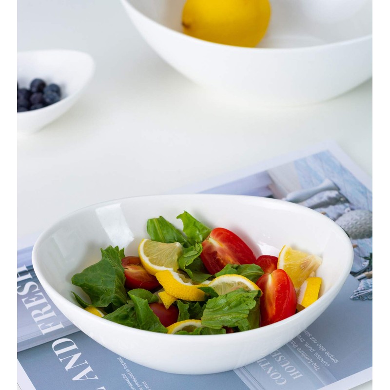 Lawei 4 Pack 9" Porcelain Serving Bowls, 36 Oz Oval