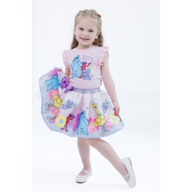 Sesame Street Toddler Girls Tank Top and Satin Skirt Outfit Set Pink/Purple 4T