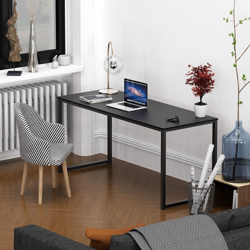 SHW Mission 55-Inch Home Office Computer Desk, Black