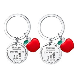 MADHAHEFU 2PCs Teacher Appreciation Gifts Teacher Gifts Teacher Keyring Thank You Gifts for Teacher Birthday Gifts Graduation Retirement Gifts Leaving Gifts Teacher Keychain