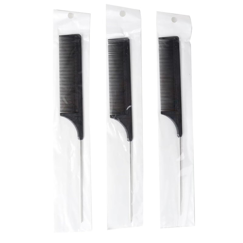 1 Pc Black Rat Tail Hair Comb Carbon Heat Resistant